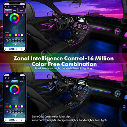 Dreamcolor Acrylic Car Interior Lights 18 in 1 RGB Car Ambient Lighting Kit APP Control Zoned Control System 252 Color Modes DIY 16 Million Colors Music Sound Active Neon Light Kits New Version - Image 2