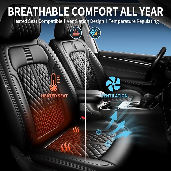 Fit Cherokee Seat Covers Custom Fit for Jeep Cherokee 2014-2026, Full Set | Premium Leather Full Coverage Protectors, Waterproof, Breathable, Scratch Resistant, Easy Wipe, Airbag Compatible, Black - Image 5