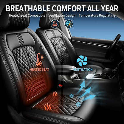 Fit Elantra Seat Covers Custom Fit for Hyundai Elantra 2017-2026, Black | Full Set, Premium Leather Full Coverage Protectors, Waterproof, Breathable, Scratch Resistant, Easy Wipe, Airbag Compatible - Image 5