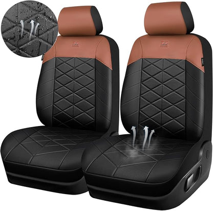 CAR PASS Memory Foam Leather Front Seat Covers, Waterproof Nappa Leather Seat Covers Front Seats Universal Fit for Cars,SUV,Truck Seat Covers Thick 3D Foam Comfortable, Airbag Compatible Black Brown - Image 5
