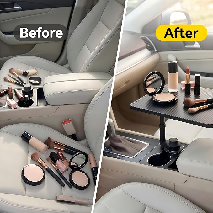 Car Desk for Laptop,，car Cup Holder Tray Car Table & Car Tray with 360° Rotating Cup Holder,Adjustable Height,Compatible with Tesla Model 3/Y/S, Ford，Toyota Sienna/Most Vehicles - Image 9
