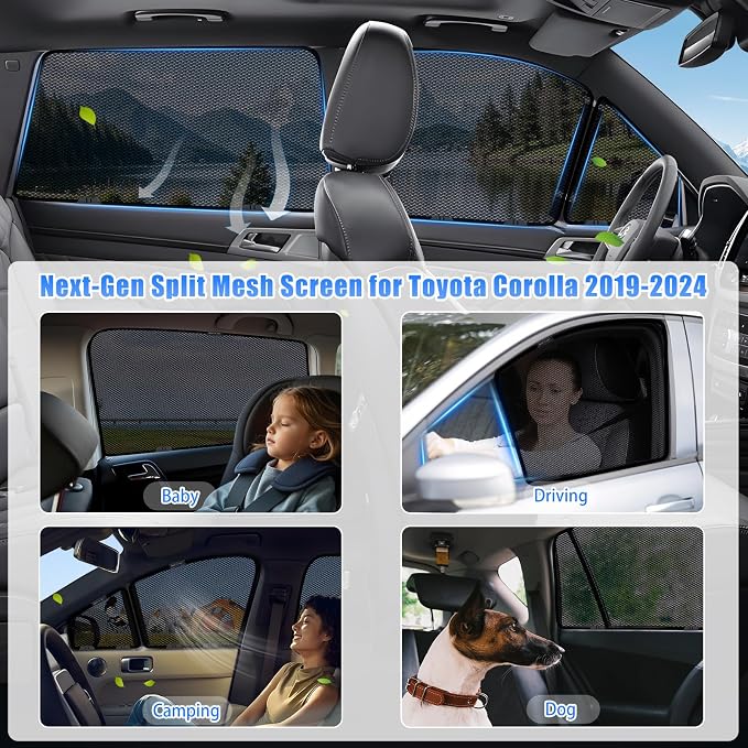ZATOOTO Toyota Rav4 Window Shade 2019-2024, Breathable & Bug-Free | Front Side Window Segmented, Clear Rear Mirror Sight, UV Protection, Privacy, Car Side Window Screens for Camping - Image 4
