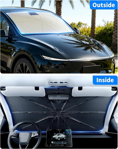 Windshield Sun Shade Umbrella for Tesla Model Y | car accessories,56 x 36 in windshield sun shade,car window shades,car sun shade windshield - Image 7