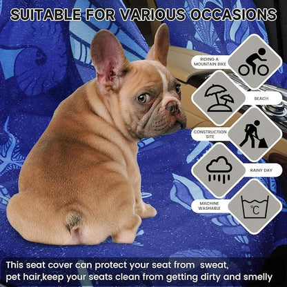 Car Seat Covers 1 Pack Waterproof Towel Car Seat Cover Universal Fit for Most Trucks SUV Fitness Athletes Pets Gym and Water Sport,Conch Shells Starfish - Image 4