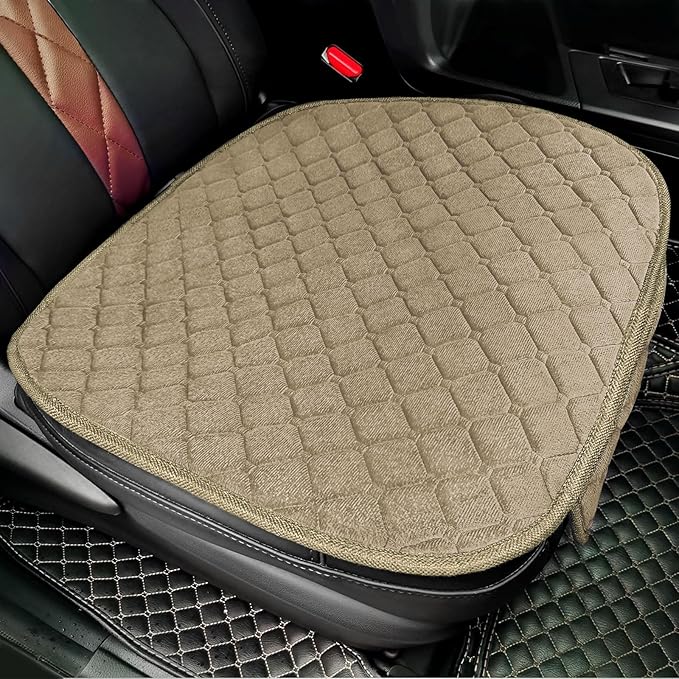 surpassme Comfortable Car Seat Covers Universal Front Seat Covers for Car Accessories with Storage Pockets, Padded Car Interior Covers for Automotive, SUV, Truck, and Van(Khaki) by Surpassme