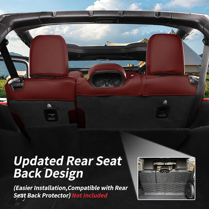 Full Set Seat Covers for 2024-2026 Jeep Wrangler 4drs,Rear w/Armrest(Wine) | 1:1 Custom Fit,Factory Look,Easy Installation,Airbag Compatible,Waterproof Faux Leather & Easy to Clean,Pet Friendly - Image 6