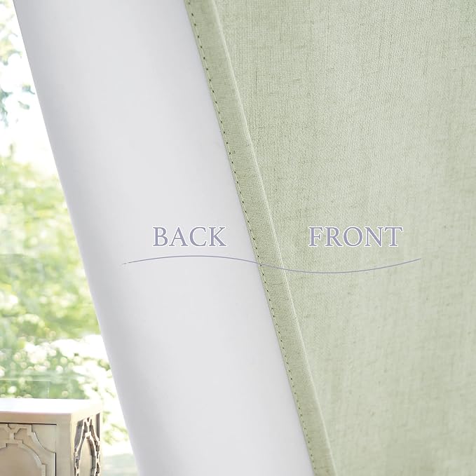 RYB HOME Natural Linen Textured French Door Window Curtains 100% Blackout | Self Adhesive, Thermal Insulated Privacy Energy Saving, Shades for Nursery Office Patio Glass Door, W26 x L72, 1 Panel - Image 7