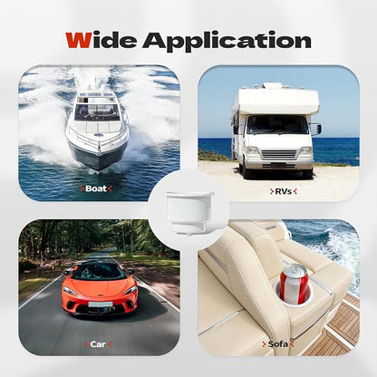 4 PCS Boat Cup Holder Insert, Plastic Cup Holder for Boat, Marine Drink Holder Replacement with Drain for Marine Boats, Deck, Car, RV, Camper (White) - Image 6