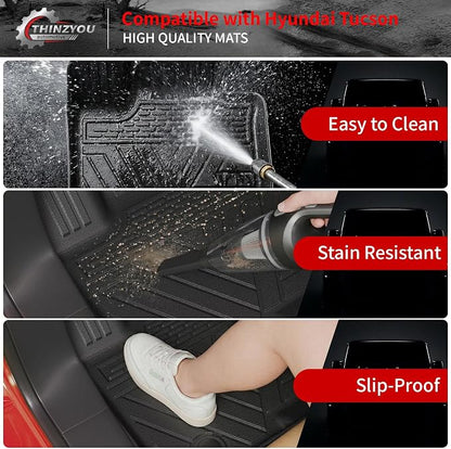 Floor Mats Set for 2022-2025 2026 Hyundai Tucson | NOT for PHEV & N-Line, Trunk Mat Cargo Liner Cargo Mat TPE All Weather Back Seat Cover Protector 2024 Tucson Accessories - Image 4