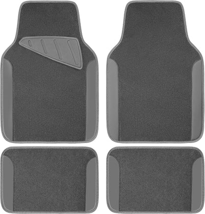 CAR PASS Waterproof Universal Fit Car Floor Mats, Car Mats Fit for SUV,Vans,sedans, Trucks,Set of 4pcs Car Carpet with Driver Heel Pad (All Gray) by CARPASS