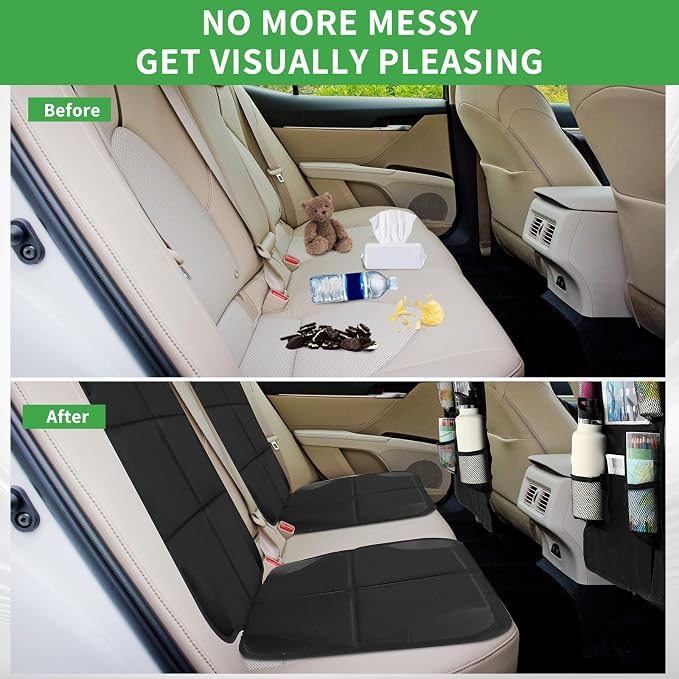 4 Pack Non-slip Car Seat Protector and Backseat Organizer Kick Mat with Tablet Holder, Large Waterproof Car Seat Protector with Storage Pockets for Leather and Fabric - Image 5