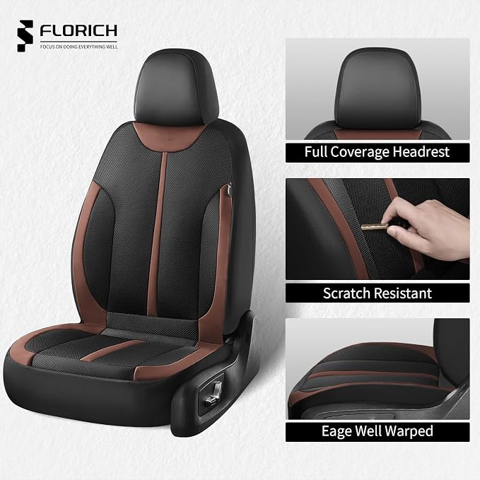 Seat Covers, Car Seat Covers Front Seat, Black&Coffee Seat Covers for Cars 2 Seats, Breathable Car Seat Protector, Front Car Seat Cushion, Automotive Seat Covers Universal Fit for Most Cars SUV Trucks - Image 3