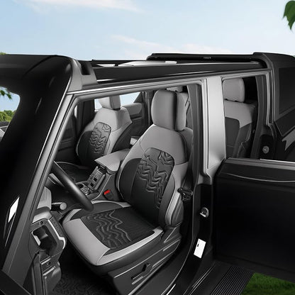 Ford Auto Seat Cushion Custom for Ford Bronco Seat Cover 4Door 2026-2021 | Black and Grey Bronco Interior Accessories Leather SUV Seat Cover Full Set (Bronco 4Door-Black+Grey) - Image 6