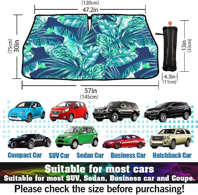 CHILL·TEK Funny Car Windshield Sun Shade Umbrella, Monstera Leaf Car Sun Shade Umbrella, Block UV Rays Heat Foldable Windshield Umbrella Sun Visor Protector - Keep Vehicle Cool for Cars SUV - Image 6