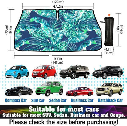 CHILL·TEK Funny Car Windshield Sun Shade Umbrella, Monstera Leaf Car Sun Shade Umbrella, Block UV Rays Heat Foldable Windshield Umbrella Sun Visor Protector - Keep Vehicle Cool for Cars SUV - Image 6