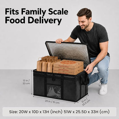 NZ home PRO Large Insulated Food Delivery Bag (2XL, Gray, 1 Pack) | Thermal bag, For cold & hot food, Water-resistant, Portable cooler, Soft sided catering tote, Grocery bag with zippered top - Image 3