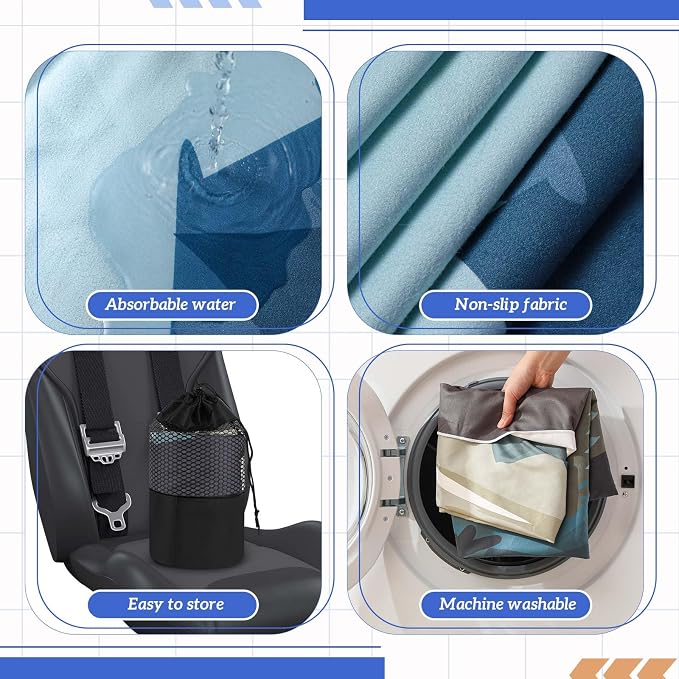 Hahafelt 2 Pack Car Seat Towel Cover with Storage Bag, Grizzly Guide | 63 x 32 in Car Towel Seat Cover Non Slip Waterproof, Gym Workout Swimming Running, Machine Washable Sweat Absorbent Protector - Image 6