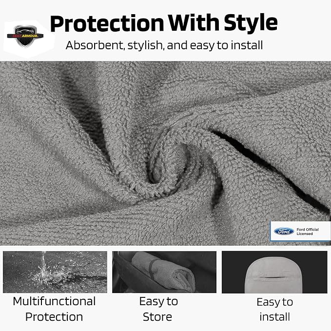 Seat Armour Seat Protector Towel for Mustang Pony – Soft Machine Washable Car Seat Cover Towel – Easy to Install, Multipurpose Car Seat Towel – Gray - Image 4