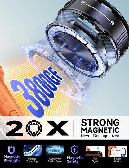 Magsafe Car Mount, Vacuum Magnetic Phone Holders for Your Car | [Easiest Mount] 105LBS Strong Suction Car Phone Holder, [Compact Design] Car Phone Mount, for iPhone 17-12, Pixel 10, Samsung - Image 4