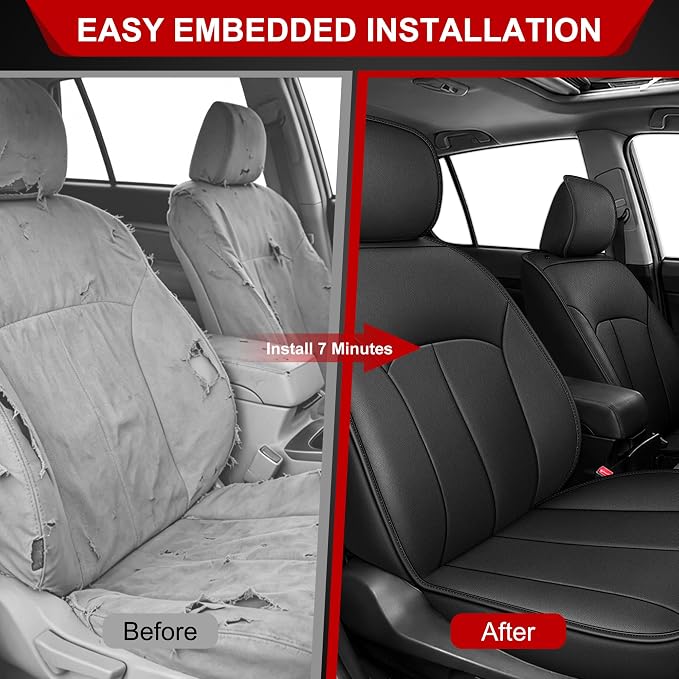 TTX LIGHTING Custom Fit Seat Covers for Subaru Outback 2010-2014 | All-Season Interior Protection with Original Seat Pattern, Waterproof Faux Leather, Airbag Compatible - Image 8