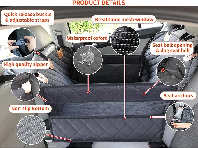 Dog car seat Cover for Back seat Hard Bottom Half Dog car seat Cover Passenger Friendly Back seat Extender for Dogs - Image 3