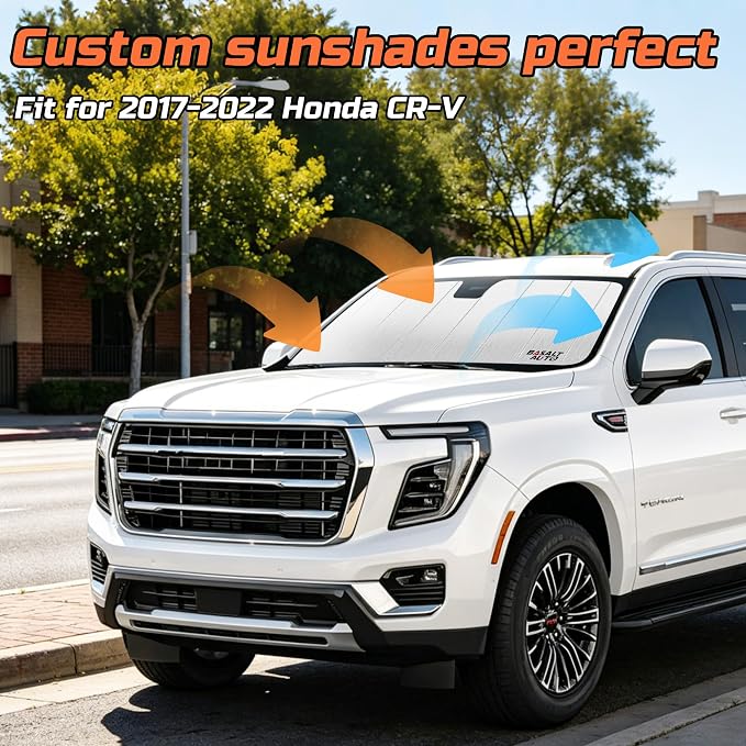 2017-2022 CR-V Windshield Sun Shade Compatible for 2017-2022 Honda CR-V Silver Reflective Foldable Front Sun Visor Sunshade Protector with Storage Bag Keep Interior Cool - Image 2