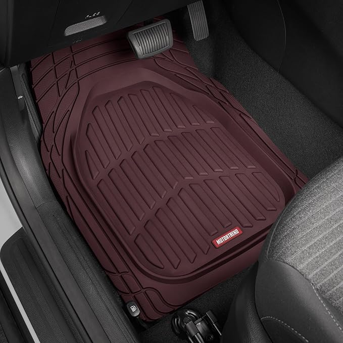 Motor Trend FlexTough Floor Mats for Cars, Burgundy Deep Dish All-Weather Car Mats, Waterproof Trim-To Fit Automotive Cars Trucks SUV, Universal Liner Accessories - Image 3