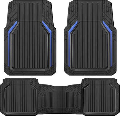CAR PASS Heavy Duty Rubber Floor Mats for Car, Waterproof Liner Deep Dish Car Mats Full Sets, Universal Trim to Fit for SUV Truck Sedans Vans, All Weather Automotive Floor Mats 3pcs, Black Blue - Image 9