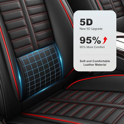 Fit for Nissan Altima Seat Covers 2009-2026 Front Set | Faux Leather Waterproof Car Seat Covers, Airbag Compatible with Lumbar Support Anti-Slip Design, 2 Seater Black&Red - Image 3