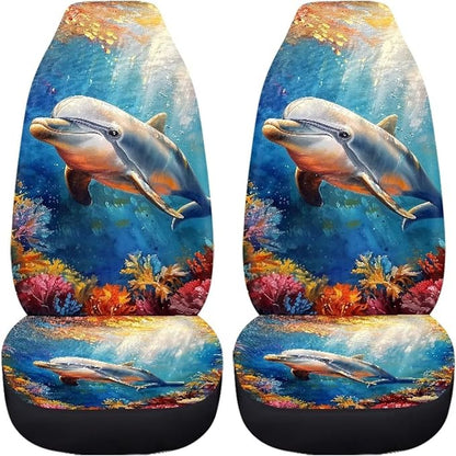 Dolphin Animal Car Seat Covers Two Front Only for Car, Automotive Interior Covers Front Seat Protectors, Car Accessories Universal Fit Seat Covers for Car, Truck, SUV - Image 5