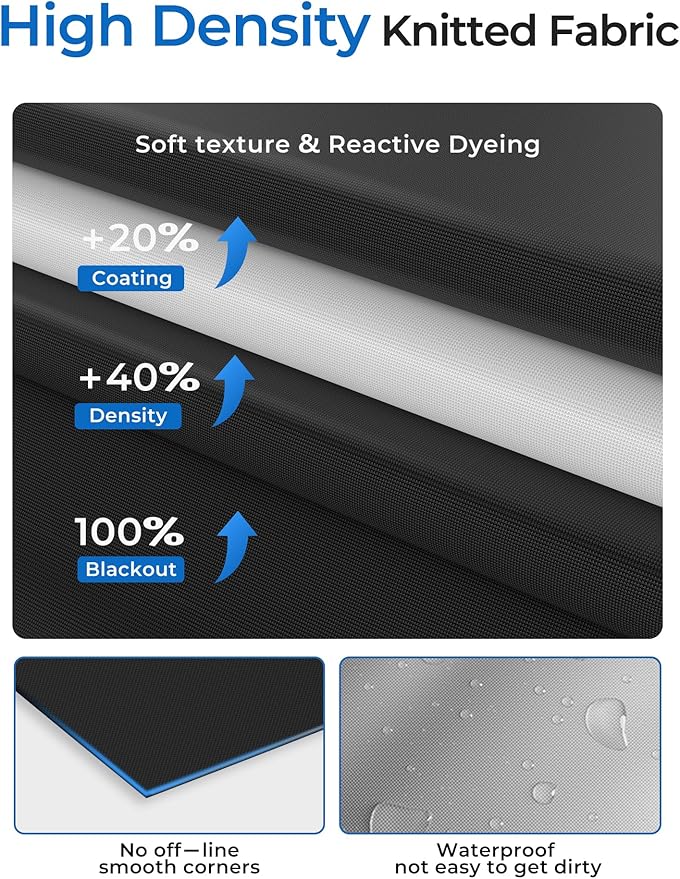 Sumobaby Blackout Curtains for Bedroom Portable 59"x84",No Drill Blackout Shades with Upgraded Hook&Loop Tapes,100% Black Out Window Cover,Thermal Insulated Blinds for Bedroom,Nursery(1 Panel,Black) - Image 7