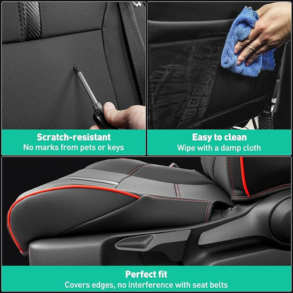DiffCar® for Toyota Tacoma Seat Covers 2024 2025 2026 Double Cab, Black/Red | Front Seat Covers Only, Faux Nappa Leather Truck Accessories for Tacoma 4th Gen (Gas Only), Custom Fit Car Seat Protectors - Image 6