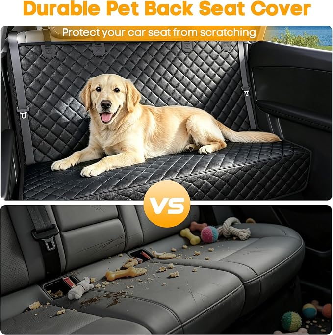 Waterproof Scratchproof Pet Bench Seat Covers for Cars, SUVs | Nonslip Durable Back Seat Cover for Dogs, PU Leather, Side Flaps, Full Bench, Easy Install - Image 3