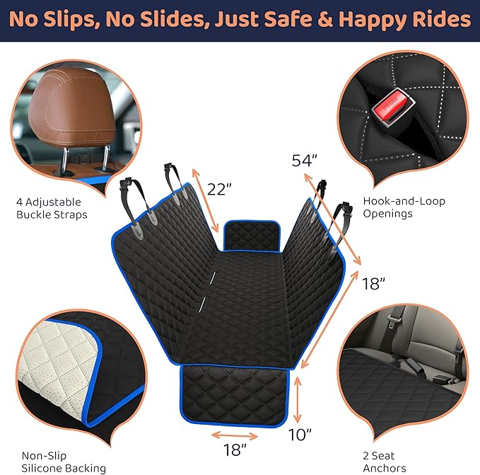 Dog Car Seat Cover for Back Seat, Waterproof Hammock for Car, SUV & Truck, Non-Slip Backseat Cover for Dogs, Heavy-Duty Dog Hammock Style Seat Protector Pets, Easy to Install & Clean - Image 4