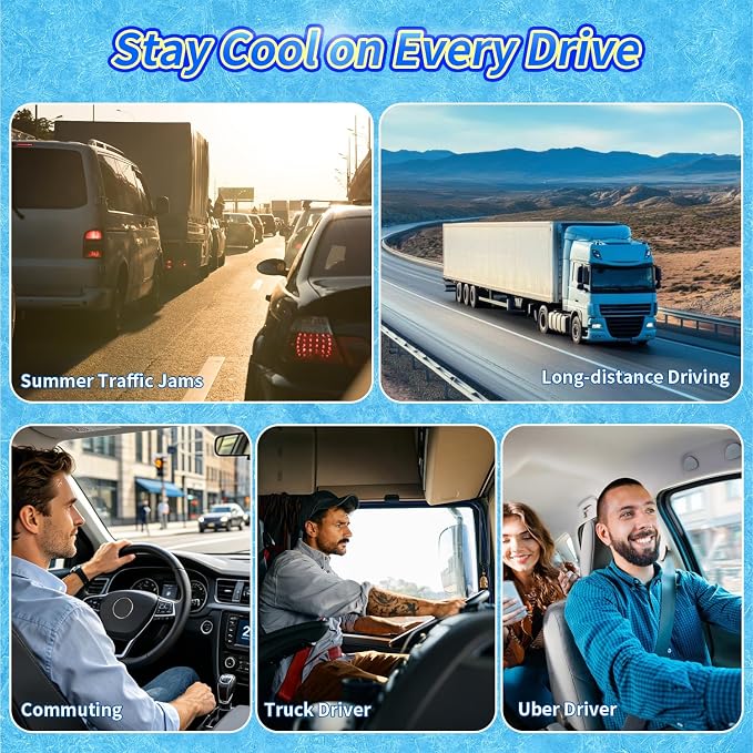Cooling Car Seat Cover,Ventilated Seat Coolers for Vehicle with Vibration | 5 Quiet Turbo Fan,3 Speed,5 Vibration Mode,48 3D Air Vents,Anti Sweat Seat Cooler Pad,for Cars SUV Truck,Summer Driving - Image 7
