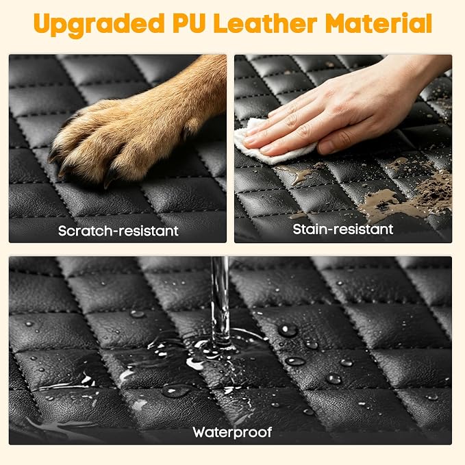 Waterproof Scratchproof Pet Bench Seat Covers for Cars, SUVs | Nonslip Durable Back Seat Cover for Dogs, PU Leather, Side Flaps, Full Bench, Easy Install - Image 2