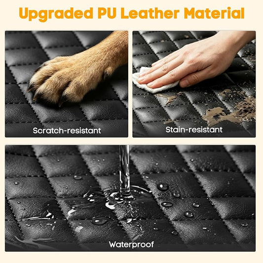 Waterproof Scratchproof Pet Bench Seat Covers for Cars, SUVs | Nonslip Durable Back Seat Cover for Dogs, PU Leather, Side Flaps, Full Bench, Easy Install - Image 2