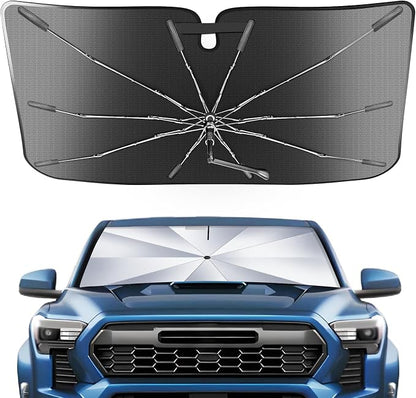 Portable for Toyota Tacoma 2024-2025 2026 Windshield Sunshade Umbrella for Models TRD/SR/SR5/limited Series, 2 in1 Ice Crystal Durable Compact Shade Umbrella UPF50+ UV Front Protection Outdoor Camping by Epltion