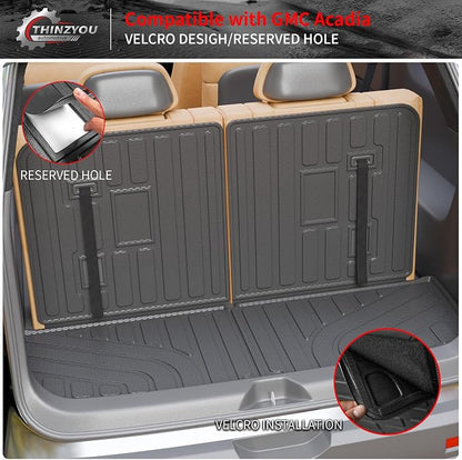 Trunk Mat with Backrest Mat for 2017-2023 GMC Acadia 6&7 Seats | Cargo Mat Cargo Liner Trunk Liner TPE All Weather Back Seat Cover Protector 2022 Acadia Accessories - Image 3