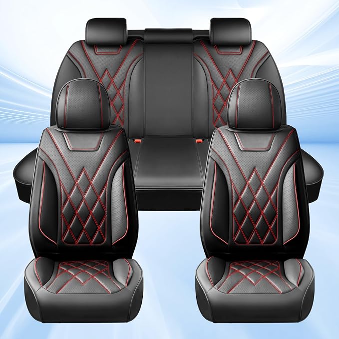 Fit for RAV4 Seat Covers Compatible with Toyota RAV 4 2007-2025 2026 - Waterproof Breathable Leather Automotive Seat Cushions Protector,Airbag Compatible,Full Set 5 Seats(Redline) - Image 3