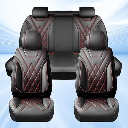Fit for Tundra Seat Covers Compatible with Toyota Tundra 2007-2025 2026 - Waterproof Breathable Leather Automotive Seat Cushions Protector,Airbag Compatible,Full Set 5 Seats(Redline) - Image 3