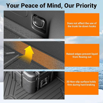 powoq 6&7 Seats Cargo Mat Trunk Mat Compatible with 2020-2026 Ford Explorer | Cargo Liner with Back Seat Protector TPE Replacement for 2020-2026 Ford Explorer Accessories (Trunk Mat with Backrest Mats) - Image 5