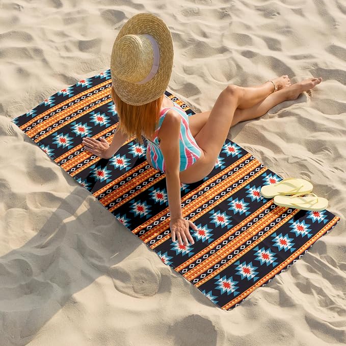 Car Seat Towel Covers Front Seats for Yoga,Gym,Workout,Sports,Running,Beach and Travel,Baja Boho Washable Sweat Towels Seat Cover Blanket for Cars Golf Trucks (Aztec Ornament Print, 1Pcs) - Image 6