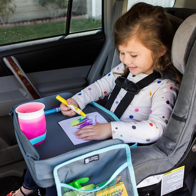J.L. Childress 3-IN-1 Kids Car Travel Tray & Tablet Holder, Grey Teal - Image 3