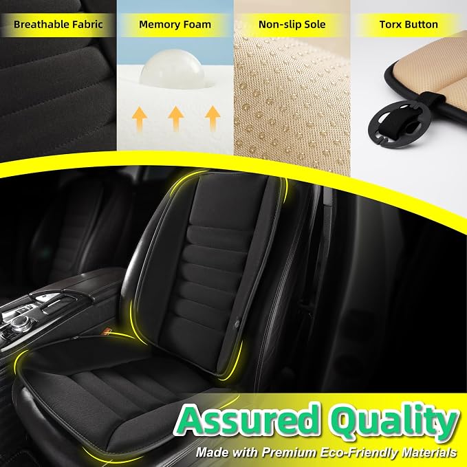 kingphenix Car Seat Cushion with Back Support Pillow, Memory Foam, Black | Memory Foam Car Cushion for Long Driving, Truck, Office Chair, Tailbone and Lower Back Support - Image 3