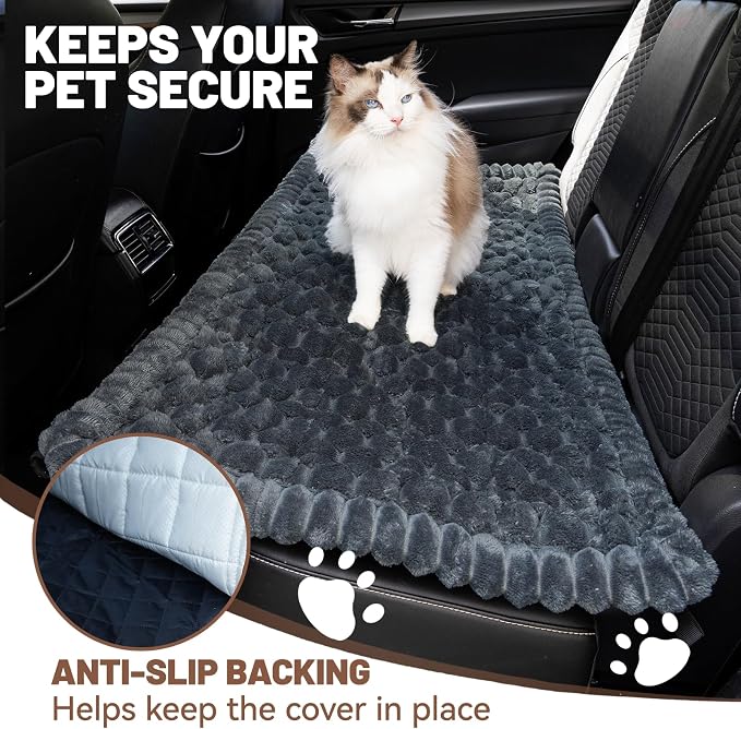 Dog Car Seat Waterproof Bed Cover Back Seat Grey 23.6”x51” | Nonslip Soft Comfortabl Pet Bed Mat Car Blanket for Travel Backseat Extender Seat Covers Dog Bed for Cars Trucks and SUVs - Image 3