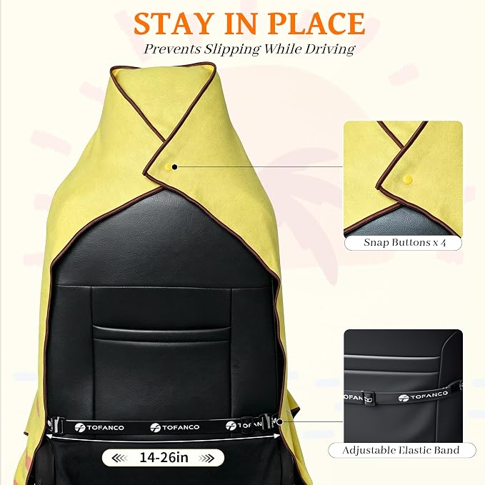 Car Seat Cover Towel for Front Seats Non-Slip with Headrest Pocket & Strap | Universal Fit for Cars Truck SUV|Car Seat Hoodie & Phocho Perfect After Gym Workout, Beach,Yoga and Running|Anti-dog Scratch - Image 2