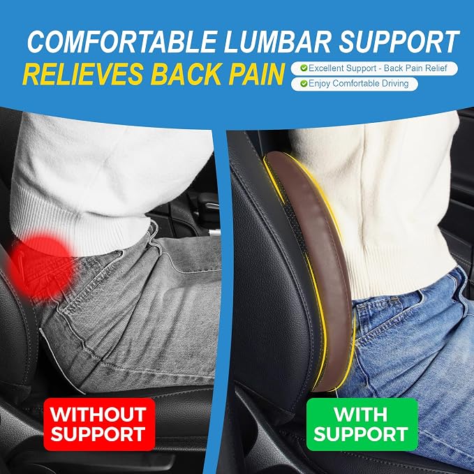 Lofty Aim Lumbar Support Pillow for Car, Car Seat Back Support for Driving | Memory Foam Car Lumbar Support for Driving, Car Back Cushion, Adjustable Straps, Lower Back Pillow, Breathable 4D Mesh, Brown - Image 4