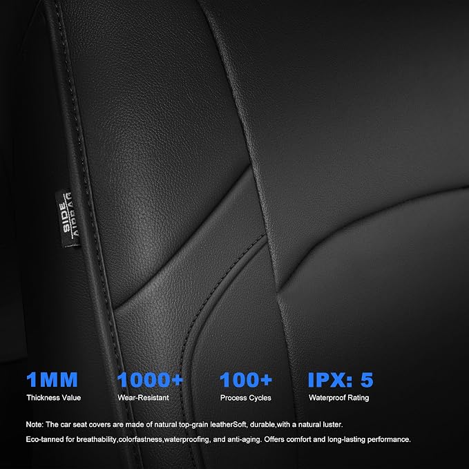 TTX LIGHTING Custom Fit Seat Covers for Jeep Wrangler JL 4-Door 2018-2025 | Original Seat Pattern Faux Leather Covers Waterproof Full Set for 5 Seats Airbag Compatible Protection - Image 8