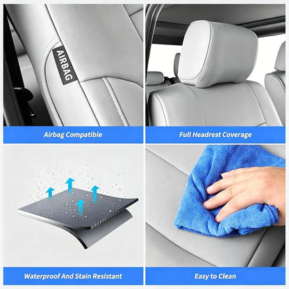 Silverado Seat Covers for 2019-2026 Chevy Silverado & GMC Sierra 1500/2500/3500 CrewCab w/Rear Seat Storage Pickup Seat Cushion,Waterproof Faux Leather Truck Seat Protector(Full Set,Grey) - Image 8